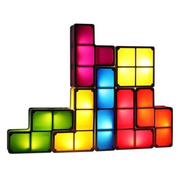 Imagem de Luminária Abajur Jogo Tetris Montável Led Casa - Shopmm