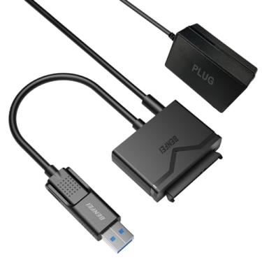 Imagem de BENFEI Cabo SATA para USB 3.0, adaptador de disco rígido USB 3.0 para SATA III compatível com disco rígido HDD/SSD de 2,5 polegadas com adaptador de alimentação de 12 V/2 A, suporte UASP