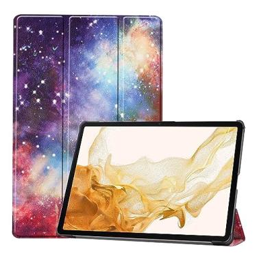 Imagem de Capa para Samsung Galaxy Tab S9 11 polegadas, capa fina dobrável com suporte para Samsung Galaxy Tab S9 com despertar/hibernar automaticamente, céu estrelado