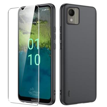 Imagem de Dioxide Capa de telefone compatível com Nokia C110 4G com protetor de tela, capa de silicone TPU macio à prova de choque antiderrapante para câmera capa fina para Nokia C110 4G, preta
