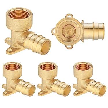 Imagem de (Pacote com 5) Adaptador PEX Lidertik 3/4 Drop Ear Elbow PEX, 3/10.2 cm, PEX B F1960 para NPT fêmea de 3/10.2 cm, conexão de encanamento de latão, apenas para instalação de expansão de tubo PEX