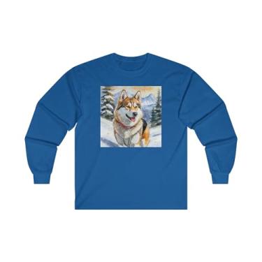 Imagem de Chinook 'Sled Dog' Camiseta clássica de algodão de manga comprida, Royal, M