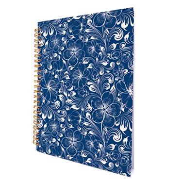 Imagem de GOLSOO Caderno espiral floral fofo de capa dura 15 x 20 cm, diário espiral floral azul para anotações de estudo, 160 páginas