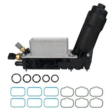 Imagem de KUSATEC Conjunto adaptador de caixa de filtro de arrefecedor de óleo de motor de alumínio para Chrysler 200 300 2011-2013, Dodge Avenger Challenger Charger, Jeep Grand Cherokee, Ram 1500 CV, motor