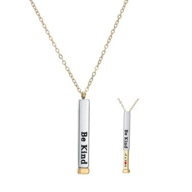 Imagem de Be Kind Of A B Colares para mulheres, mensagem oculta, Best Friends, Irmãs, Irmãs, Irmãs, inspiradora, colar de barra de aço inoxidável, joia de presente de amizade (estilo 2, ouro), Aço inoxidável,