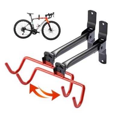 Imagem de PHUNAYA Suporte de parede para bicicleta, gancho de bicicleta horizontal, suporte de bicicleta resistente, armazenamento de bicicleta de garagem, gancho de bicicleta com borracha, ângulo dobrável e