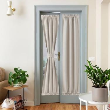 Imagem de NICETOWN Cortinas de porta – Cortinas de porta francesas blackout de privacidade, cortinas com isolamento térmico de 66 x 182 cm para janela de vidro, persiana de porta com isolamento térmico para