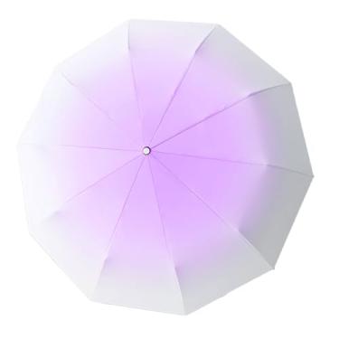 Imagem de Dressnu Guarda-chuva automático dobrável Ms. grande chuva ensolarada protetor solar de uso duplo pára-sol roxo automação 12 ossos de guarda-chuva