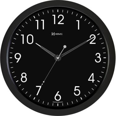 Imagem de Relógio Parede Quarto Preto Com Luz Led Sensor Herweg 6809