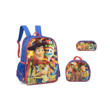 Imagem de Kit escolar toy story mochila costas + lancheira + estojo