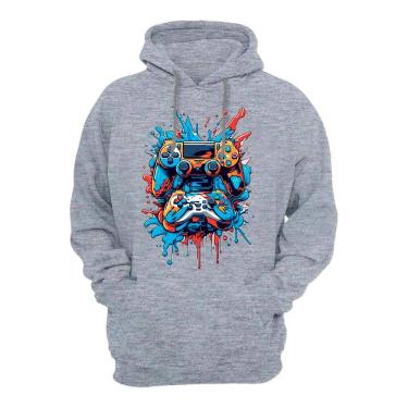 Imagem de Blusa de Frio Plus Size Masculina Flanelada Com Bolso Canguru Punho e Capuz Cordao Ajustavel