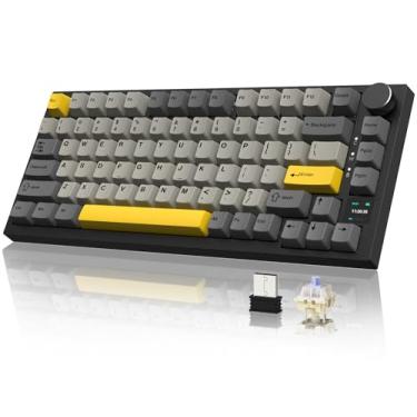 Imagem de ATTACK SHARK ajazz AK820 Pro Teclado Mecânico Sem Fio TFT Display & Botão Hot Swappable Bluetooth 5.1/2.4G hz/Tipo-C Junta-Montado RGB Backlit Teclado Personalizado para PC/Win (Preto/Presente Switch)
