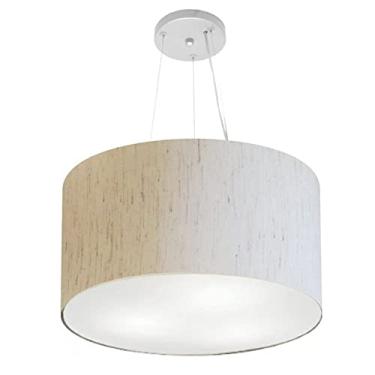 Imagem de Lustre Pendente Cilíndrico Cúpula Tecido 45x30 cm, Vivare Iluminação, Pendente4187 LLA, Linho Bege, Médio