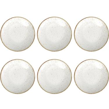Imagem de Conjunto 6 Pratos de Sobremesa Porcelana Tramontina 21cm Rústicos Marrom Mesa Posta