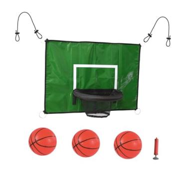 Imagem de Amagogo Conjunto de cesta de basquete trampolim com mini acessório de jogo de basquete instalação simples para ambientes internos e externos à prova d'água