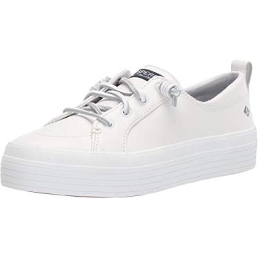 Imagem de Sperry Tênis plataforma Crest Vibe feminino, Couro branco, 5.5