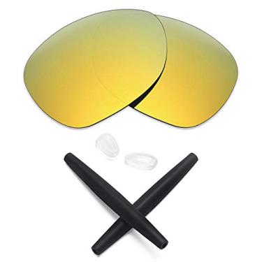 Imagem de Lentes de reposição e kits de borracha Mryok para óculos de sol Oakley Crosshair 2012, 24k Gold Polarized Lenses & Black Rubber Kits, One Size
