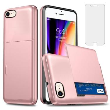 Imagem de Asuwish Capa de telefone para iPhone 7/8/SE 2020/2022 com protetor de tela e suporte de cartão, capa carteira rígida híbrida iPhone7 iPhone8 7s 8s i SE2020 SE2022 2/2nd/3/3ª geração SE2 SE3 7SE 8SE