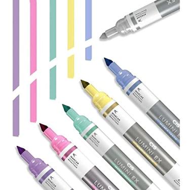 Imagem de Marca Texto Lumini EX CIS, Ponta Dupla (Marca e Apaga) - Display com 18 unidade(s), Sertic 58.9100, Multicor