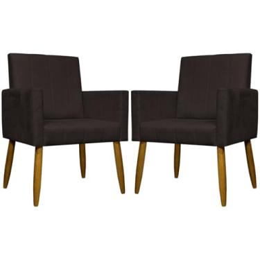 Imagem de Kit 2 Poltronas Para Sala Decorativas Mari Cadeiras Reforçadas Para Recepção Manicure Sala De Espera Consultório Escritório Confortável Pés Palito Suede Marrom - Clique e Decore