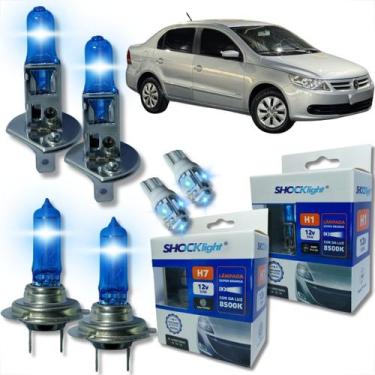 Imagem de Kit lâmpada shocklight super branca farol alto baixo e lanterna h1 h7 