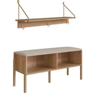 Imagem de Conjunto Sapateira Banco Estofada E Prateleira Hanover Artesano Hanover