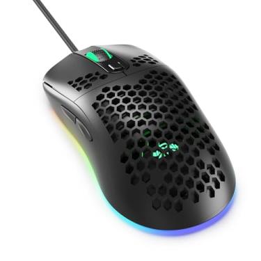Imagem de Mouse com fio com luz de fundo RGB leve, programável, 12000DPI, ajustável em seis níveis, GM01