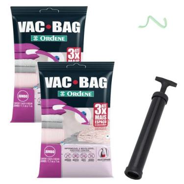 Imagem de Kit 2 Saco A Vacuo Jumbo 110x100cm Vac Bag Mala+ Bomba Ordene