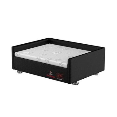 Imagem de Conjunto Cama Box Pet Sleep Pelmex Luxo Preto e Branco para Cães e Gat
