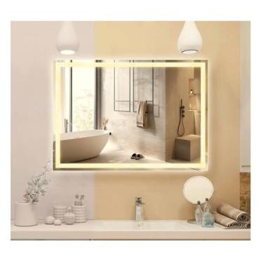 Imagem de Espelho jateado iluminado com led quente 60x100cm - Woodglass