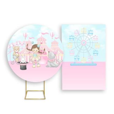Imagem de Painel De Festa Redondo 1,50x1,50 + Painel Vertical 1,50x2,20 -  Circo