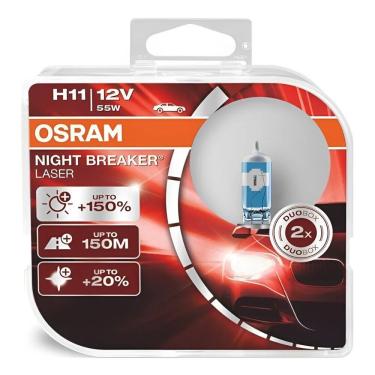 Imagem de Par Lampada Farol Osram Night breaker Laser H11 55W 4000k