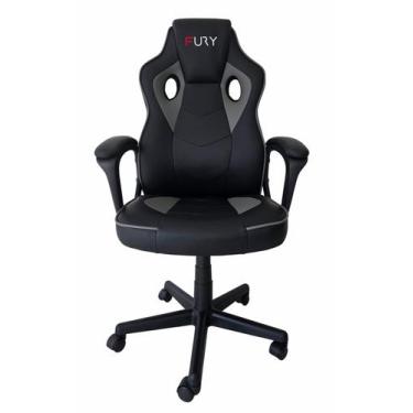 Imagem de Cadeira Gamer Fury STR Ajust de altura, Função Relax - Cinza