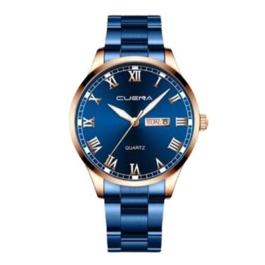 Imagem de Relógio Masculino ul Metal Com Cobre Presente - Relogio Cuena Azul Cob