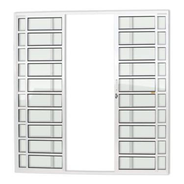 Imagem de Porta de Alumínio de Correr 210x240cm 4 Folhas com Travessa e Vidro Li