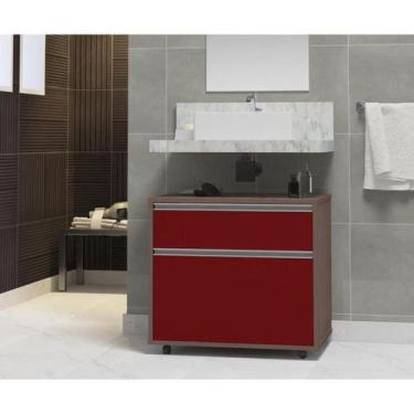 Imagem de Gabinete para Banheiro com Rodízio 60cm 2 Gavetas Safira Inferior - Co