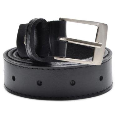 Imagem de Cinto Masculino Couro Liso Fivela Casual - San Lorenzo, M, Preto