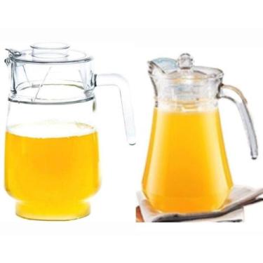 Imagem de Kit 2 Jarras de Vidro Para Suco Com Tampa 1.8L e 1.6L OrLine - JW SHOP