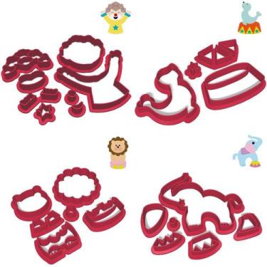 Imagem de Kit 4 Cortadores Circo Leão Elefante Palhaço Foca - DOCE IMPRESSO, 6,5