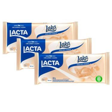 Imagem de Kit 3 Chocolate Branco Lacta Laka 80g