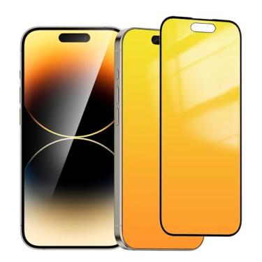 Imagem de Heromiracle Pacote com 2 protetores de tela de privacidade para iPhone 15 Pro Max anti espião gradiente colorido vidro temperado anti luz azul proteção ocular 25 graus com moldura de alinhamento de
