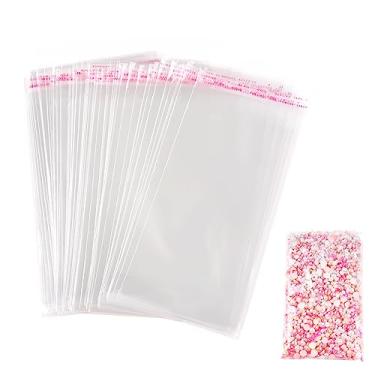 Imagem de LOMIMOS Bolsa transparente autovedante, 200 peças, adesivo de celofane resselável, bolsa de embalagem de plástico transparente para decoração de festa de casamento, 10 x 19 cm