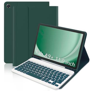Imagem de XCHYTECHER Capa com teclado para Samsung Galaxy Tab A9 Plus 11 polegadas (SM-X210/X215/X216/X218), teclado removível recarregável com porta de carregamento tipo C para tablet A9+ 2023 5G (verde