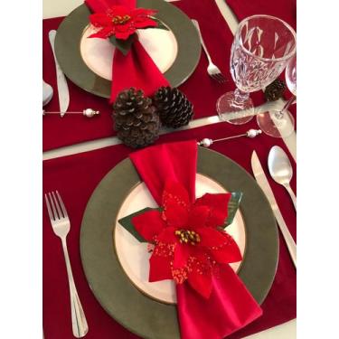 Imagem de Mesa Posta 6Lugares Jogo Americano Festa Decoração Natal - Marphi Come