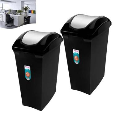 Imagem de Kit 2 Lixeira 40 Litros Com Tampa Basculante Cesto De Lixo Para Cozinh