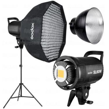 Imagem de Kit Iluminador Godox Sl60w Led Luz Fria Com Softbox Octa 95cm Grid E T