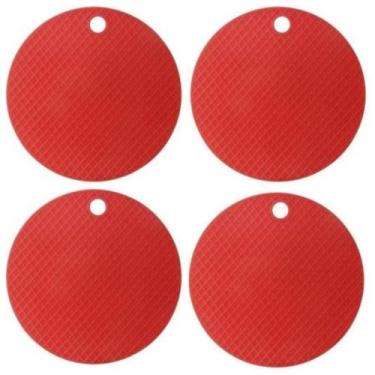 Imagem de Kit 4 Descansos Apoio Panela Silicone Protetor Resistente, Vermelho