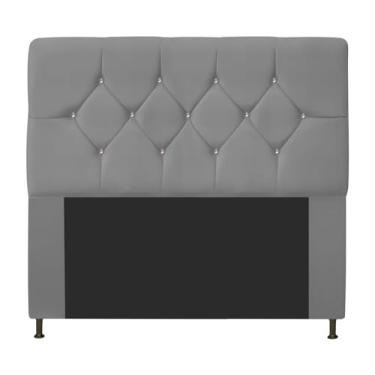 Imagem de Cabeceira França Estofada Strass 140cm Cama Box Casal Suede Cinza - Amarena Móveis