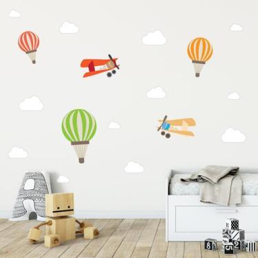 Imagem de Adesivo de Parede Balões e Aviões para Quarto de Bebê Cobre 2m² - Quar