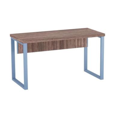 Imagem de Mesa Auxiliar Tubolar PE 40 Pandin 90 Cm Walnut e Azul Dali